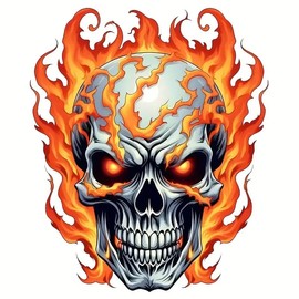 Skull Flame PVC Vinyl Car Decals Stickers Waterproof Self-Adhesive Decals for Cars, Laptops, Trucks, Motorcycles Wall Window Luggage Scratch Cover Door Decor Sticker