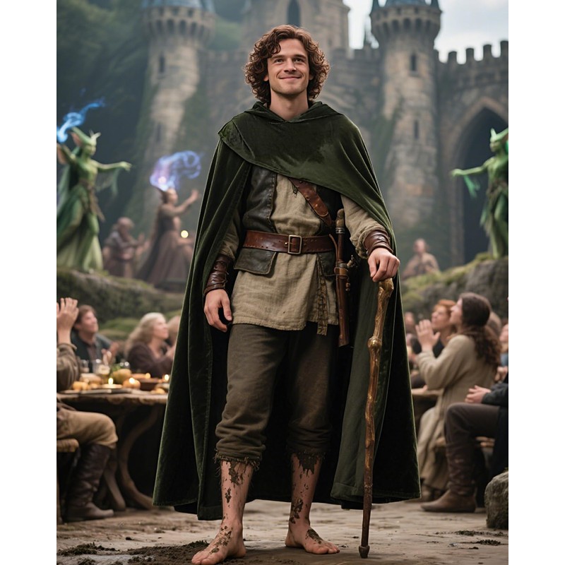 keland Medieval Cape with Hood Renaissance Hooded Cape Hobbit Costume