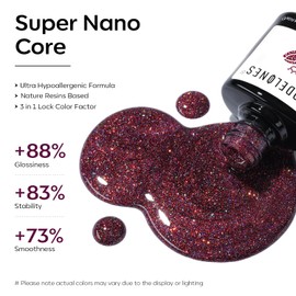 modelones Red Gel Nail Polish, 1 PCS 15ML Glitter Sparkly Shiny Silver Red Gel Polish Soak OFF LED Nail Art Christmas Gel Nail Manicure Salon DIY Nails Gift for Women