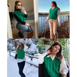 Lueluoye Fall Tank Tops for Women 2025 Trendy Lightweight Sleeveless Pullover Sweater Grass Green M