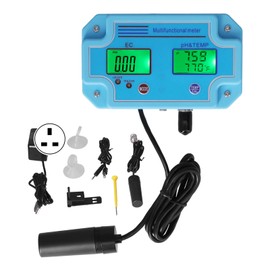 PH EC Temperature Meter DC 6V High Accuracy Portable LCD Hydroponic Monitor Multifunctional TesterUK Plug 220V