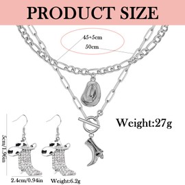 DXPETA 1 stes Cowboy Necklace for Women, Silver Western Cowgirl Necklace with Boot Pendant, Stainless Steel Fashion Accessory for Theme Parties and Daily Wear, 41-50 cm Adjustable Length