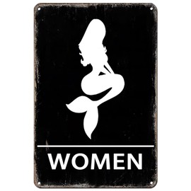 VOTHI Funny Restroom Sign;Mermaid & Pirate Vintage Restroom Door Sign,Nautical Decorations for Home;Nautical Beach Theme Bathroom Decor 8x12 In