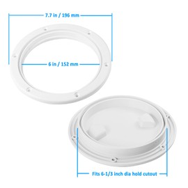 6" White Circular Inspection Hatch Marine Access Port Hatch Cover,Boat ABS Round Non Slip Inspection Hatch,Deck Plate with Screws,With Bottom Seal,Rubber O-rings And Sponge Seal Double Waterproof