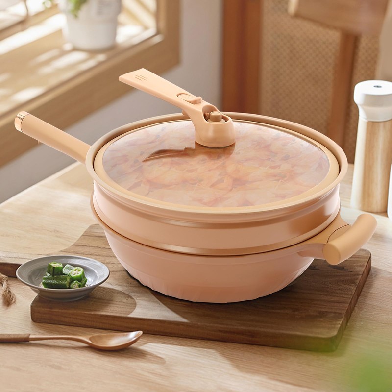 12.6 Inch Deep Frying Pan Nonstick Pan with Glass Lid,
