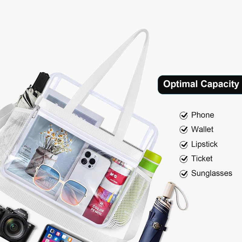 Oraben Clear Bag Stadium Approved 12x6x12 Tote Bag with Removable