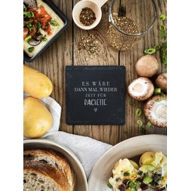 Raclette coasters made of slate (4 pieces) for raclette pans, pan coasters for raclette with engraving for New Year's Eve, raclette accessories, New Year's Eve decoration