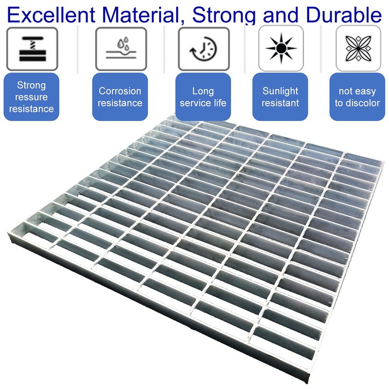 MOSINSBO Galvanized Steel Drain Grate, 24x24 Outdoor Drain Cover, B