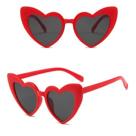 ALVOGIMOR 2 Pack Heart Shape Sunglasses,Colorful Trendy Sunglasses Vintage Cat Eye Glasses for Party Favor or Daily Use(Red)