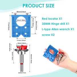 35mm Hinge Jig Drill Guide Set Door Concealed Hole Drilling Forstner Bit Sets Positioner for Woodworking DIY Tools Cabinet Hinges Mounting Plates Kitchen Cupboard Wood Furniture