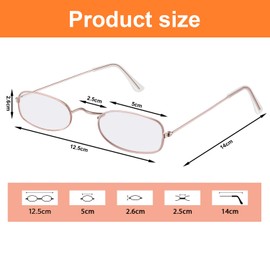 1 Pair Grandma Glasses Small Old Man Costume Glasses Granny Dress up Eyeglasses with 2 Beaded Sunglasses Chains (Gold Oval Frame)