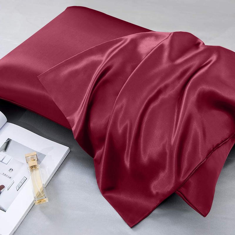 Moonlight Bedding Burgundy Satin Pillowcases 2 Pack – Soft &