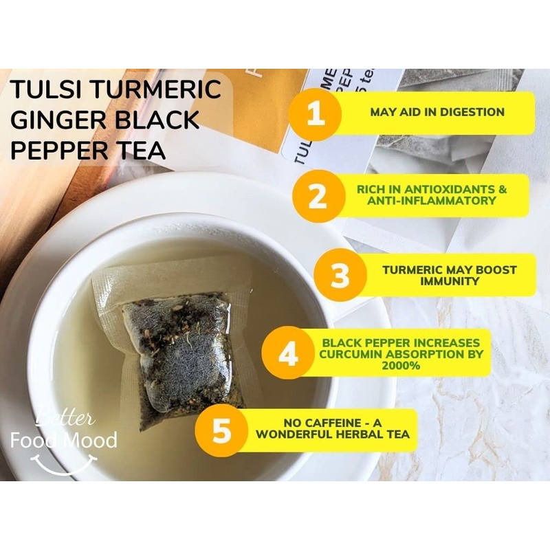 Better Food Mood Tulsi Turmeric Ginger Black Pepper Tea Bags