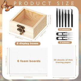 Spiareal 55 Pcs Insect Specimen Tools Kit Include 3.54 x 3.54 x 1.77 in 8 Pcs Display Case Box 6 Foam Pinning Board 3 Tubes Pins 6 Tweezers Butterfly Insect Pinning Kit Entomology Collection Supplies