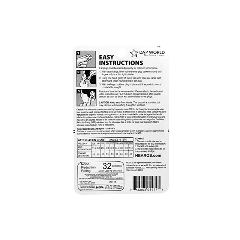 Hearos Ultimate Softness Series Ear Plugs 6 pairs (Pack of