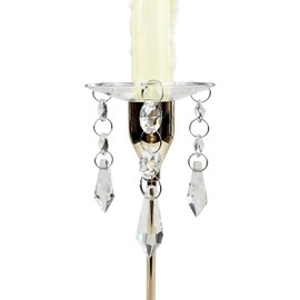 VGEUNA 4 Pieces Bent Glass Candle Bobeches with Crystal Prisms Pendant for Candlestick Holders (Round)
