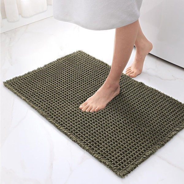 Hapihom 17x24in Waffle Bath Mat,Super Absorbent Non Slip Bathroom Rug