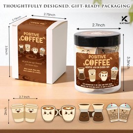 Positive Coffee Affirmation Jar – 60pcs Cute Emotional Support Coffee – Coffee Gifts for Women, Men– Birthday Gift, White Elephant Gifts for Coworker, Boss, Teacher, Teens, Back to School Gift