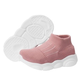 Baby Boy Girl Sock Shoes Toddler Walking Sock Shoes Elastic Slip on Slippers for First Walkers Breathable Soft Non-Slip Sole (13.5-Pink-5)