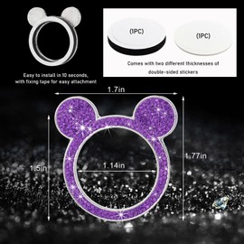 Augeny Bling Car Engine Start Button Cover, Rhinestone Key Ignition Knob Ring, Sparkling Push to Start Button Sticker for Women, Universal Car Accessories for Interior Decoration (1PC, Purple)