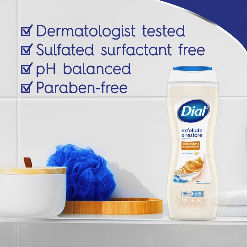 Dial Body Wash, Exfoliate & Restore Cocoa Butter & Orange
