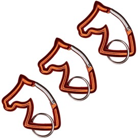 KON Carabiner Horse Shaped Cute Keychain Hook Aluminum Multi-functional Carabiner Carabiner Hook Spring Hook with Key Ring Set of 3 (Orange)