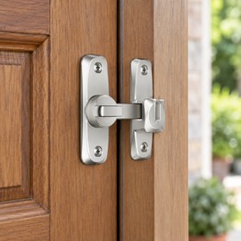 Sliding Door Latch Lock for Home Security – 90/180 Degree Flip Design Zinc Alloy Bolt for Doors, Gates & Cabinets