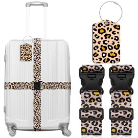 ZHOMA 3 Pack Luggage Straps Tags Set for Suitcases, Travel Adjustable Belt with Quick Release Buckle and Name ID Label Card, Heavy Duty Nylon Bag Packing Strap for Business -Beige Eggs