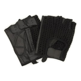 Adapter Universe Driver's Gloves Retro Vintage Leather Fingerless Driving Gloves Bicycle Black