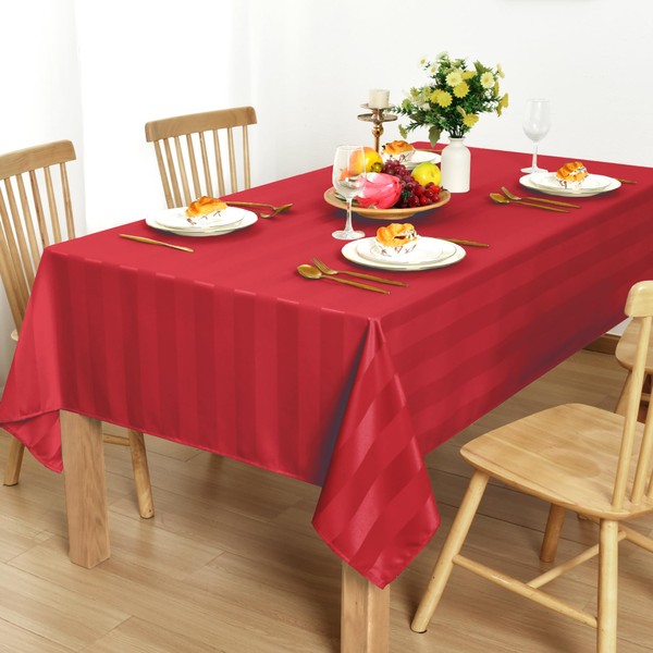DWCN Rectangle Tablecloth - Waterproof,Spillproof Anti-Shrink Soft Striped Table Cover