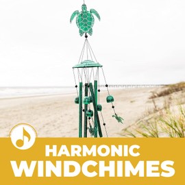 VP Home 20" H Rustic Green Turtle Wind Chimes for Outside Unique Rustic Turtle Windchimes Outdoor Decoration and Garden Decoration, Windchime Gift for Women, Mom, Grandma, Unisex