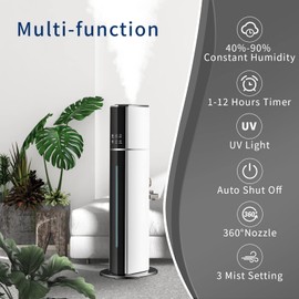 Ultrasonic Cool Mist Humidifier for Large Room Bedroom - H1A Top Fill Humidifier(9L/2.4Gal) for Baby Adults, Smart & Remote Control, Quiet Humidifier for Yoga Home, Auto Shut Off