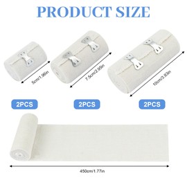 6 Stück Weiße Elastische Bandage – Kompressionsbinden mit Metallclips (5cm/7.5cm/10cm x 4.5m) für Handgelenk, Knöchel & Knie | Atmungsaktiv, Wiederverwendbar, Hautfreundlich