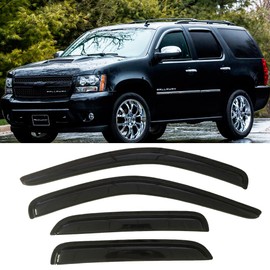 STARTSHIP 94514 Side Window Visor Wind Vent Deflector fit for 2007-2014 Chevy Tahoe/GMC Yukon,4pcs Outside Mount Style Tap-On Sun Rain Guards Set,Dark Smoke Window Shade