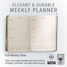 Gallery Leather Desk Weekly Monthly Planner 2026, Elegantly Bound Calendar Planner and Notebook with Stylish Gold-Gilded Page Edges, 12 Months - Floral Latte - 8 x 5.5 "