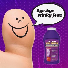 Silka Odor Defense Foot Powder, Foot Odor Eliminator for Feet & Shoes with Corn Starch, Boot Deodorizer Foot Powder for Smelly & Sweaty Feet, Cooling Beads for Long-Lasting Freshness, 6 Oz (Pack of 3)