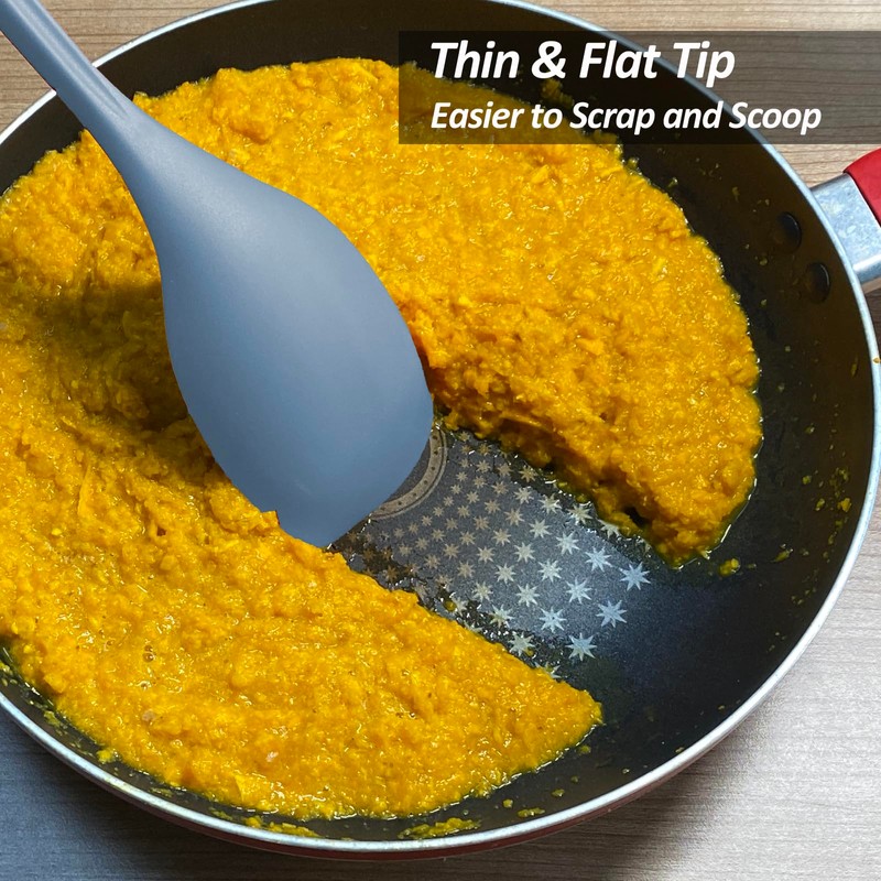 Large Silicone Cooking Spoon, Non-Stick Solid Spoon set with Deep