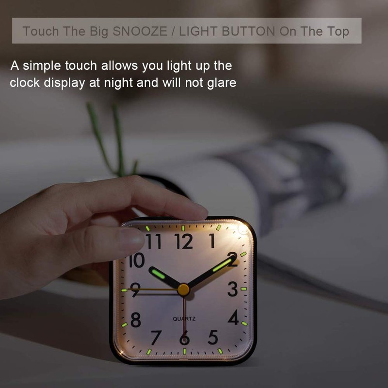 Silent Alarm Clocks Bedside Non Ticking Battery Powered Table Clocks