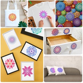 MWOOT Pack of 36 Mandala Pattern Stencils Painting Stencils, Reusable DIY Dot Painting Template Stencil Kits, Mandala Scale Stencils for Painting on Wood, Canvas, Furniture, Crafts (13 x 13 cm)
