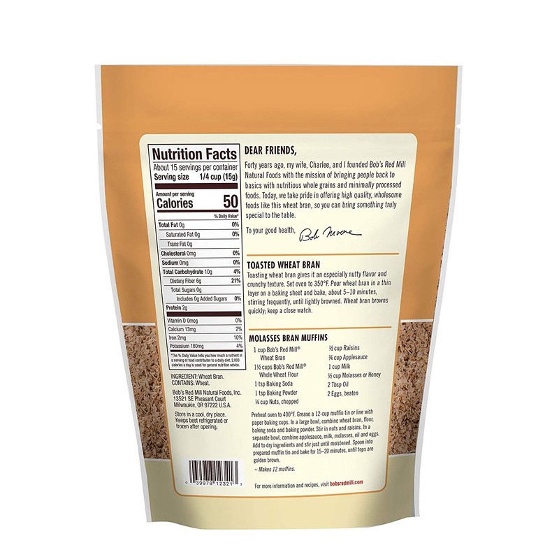 Bob's Red Mill Wheat Bran, 8 Oz (Pack of 4)
