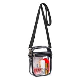 Clear Crossbody Bag, Stadium Approved Clear Purse Bag for Concerts Sports Events(Black)