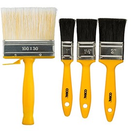 Coral 31310 Essentials Paint Brushes with a Block Brush and Flat Paintbrushes 4 Piece Pack Set