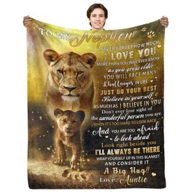 Nephew Blanket from Aunt, Nephew Gifts from Aunt, Lion Blanket for Nephew, Nephew Birthday Graduation Soft Flannel Throw Blanket 60"x 80"