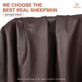 GSG SINCE 1998 Mens Sheepskin Classic Leather Driving Gloves Winter Touchscreen Wool Lined Warm Gloves Brown Small