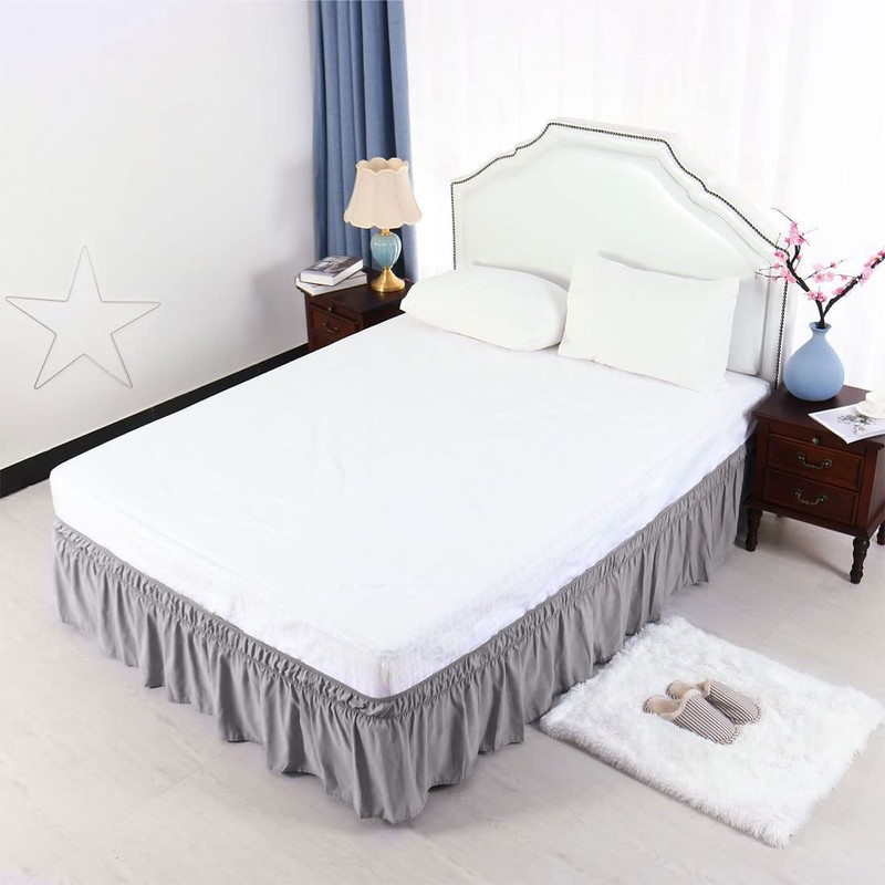 PiccoCasa Elasticated Bed Skirt Ruffled Bed Base Wrap Around Bed