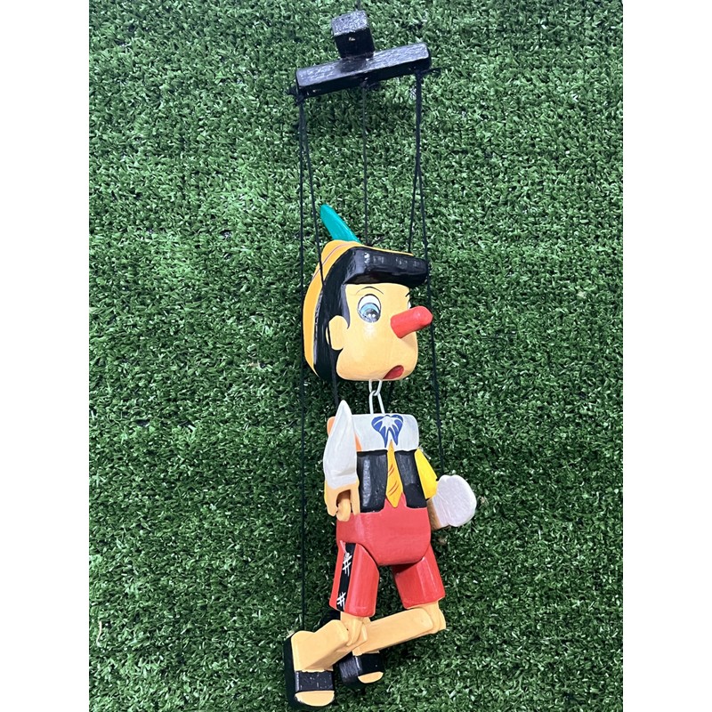 Wooden Pinocchio with Rope 25 cm Handmade in Indonesia