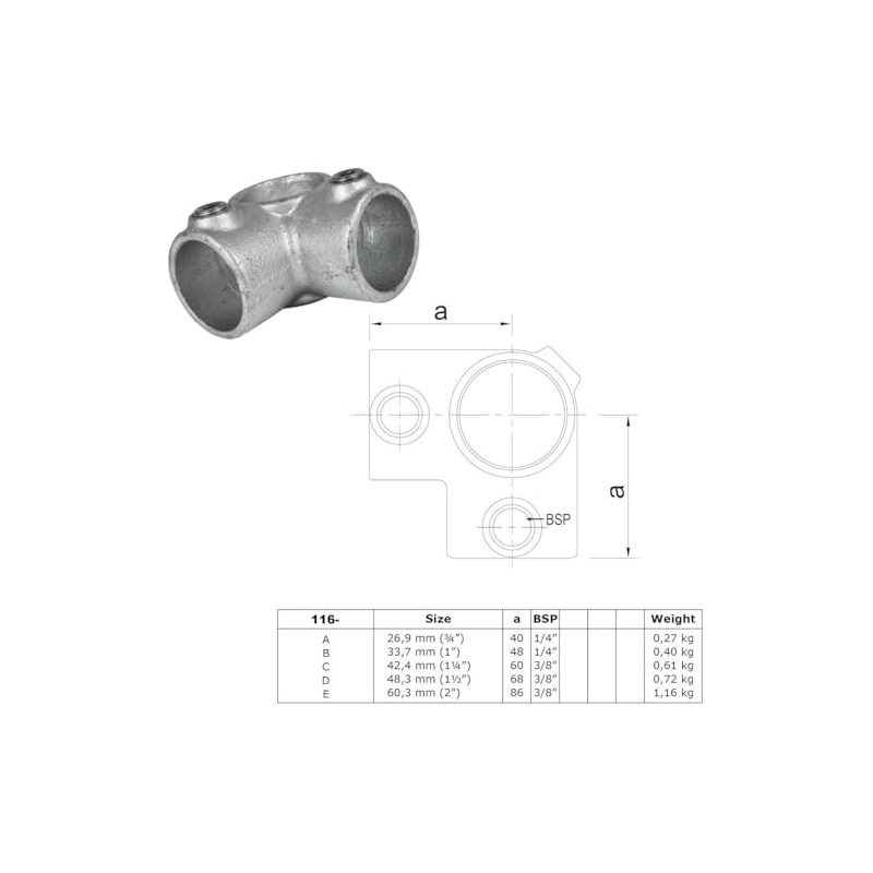 WITTKOWARE Pipe Connector Made of Galvanised Malleable Cast Iron for