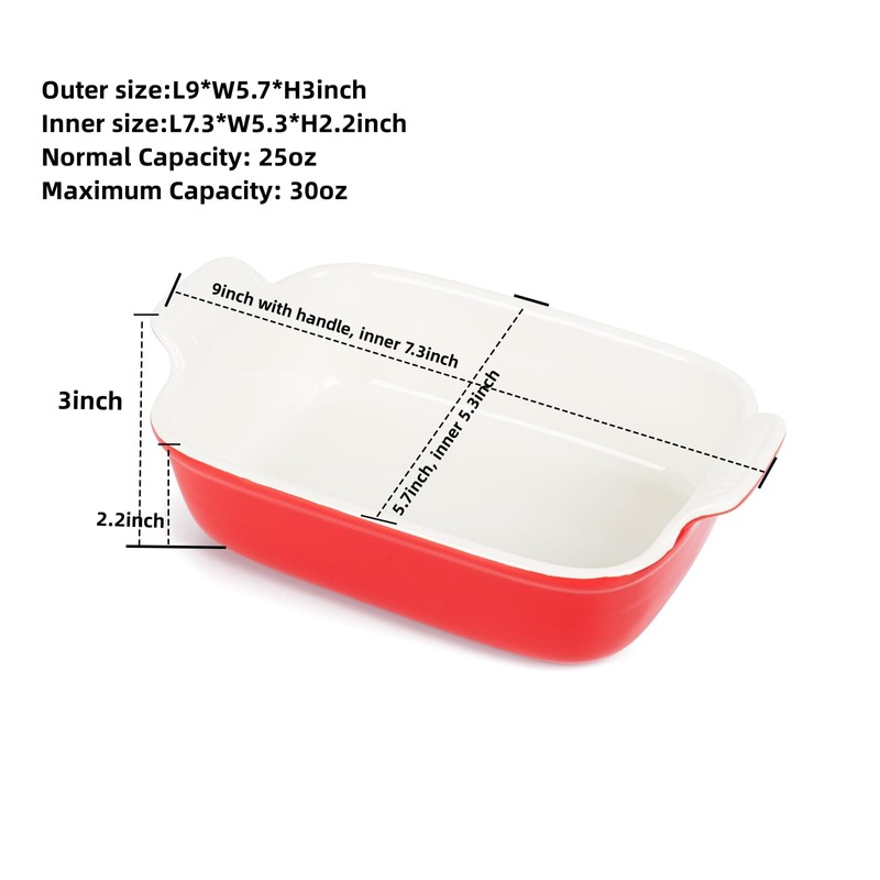 Baking Dish for Oven 9 inch Rectangular Casserole Dish Lasagna
