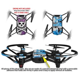 Skin Decal Wrap 2 Pack for DJI Ryze Tello Drone Princess Skull Purple Drone NOT Included
