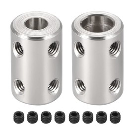 Rebower Rigid Coupling Stainless Steel Shaft Coupler Connector Motor Accessories [for 3D Printer and Model Boats]-6mm to 8mm Bore L22 x D14/Silver/2 Pack